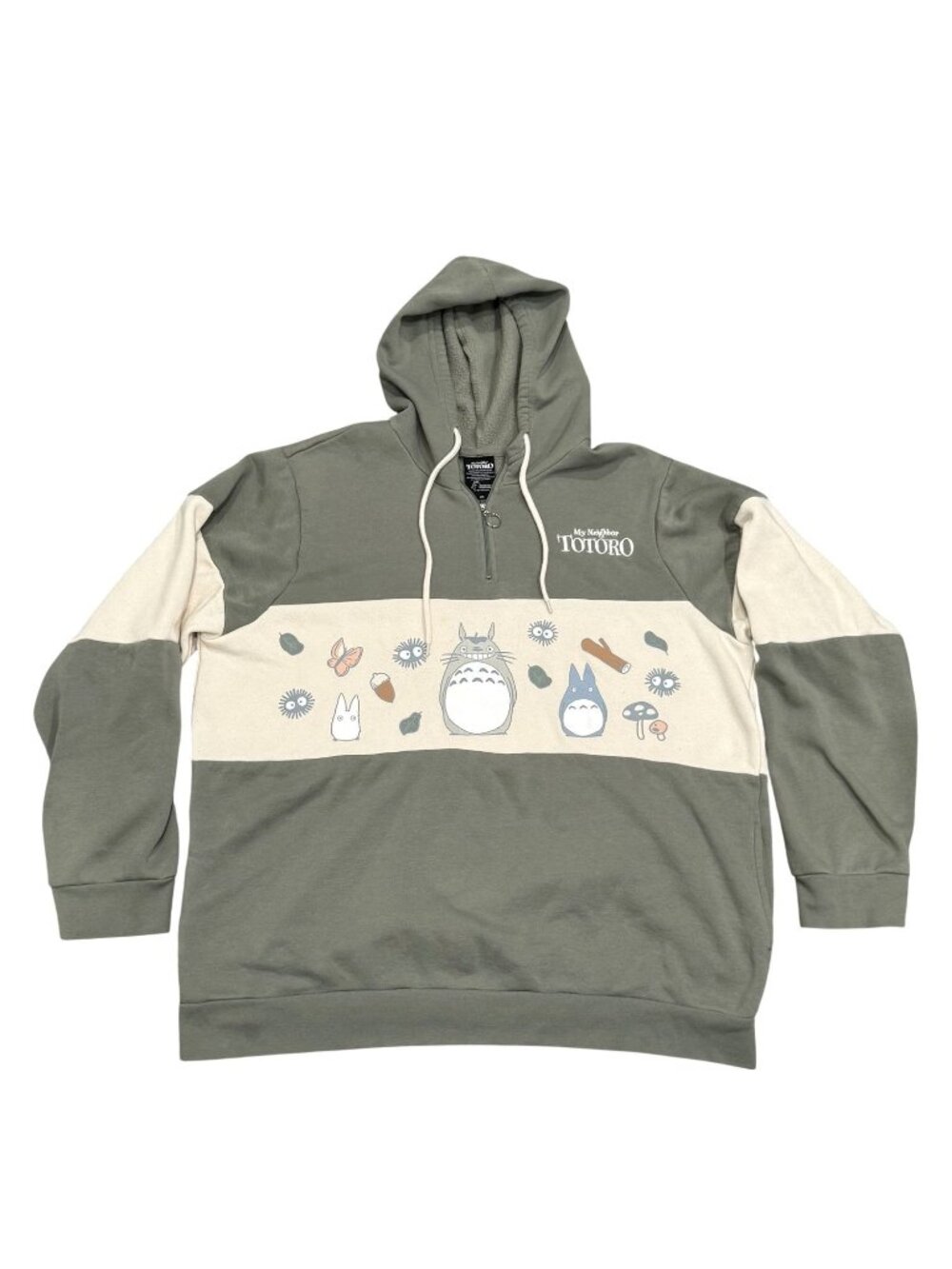 My Neighbor Totoro Pullover Half Zip Hoodie Sweatshirt Green 2X Studio Ghibli